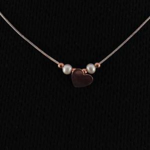 Rose Pearl Heart Necklace